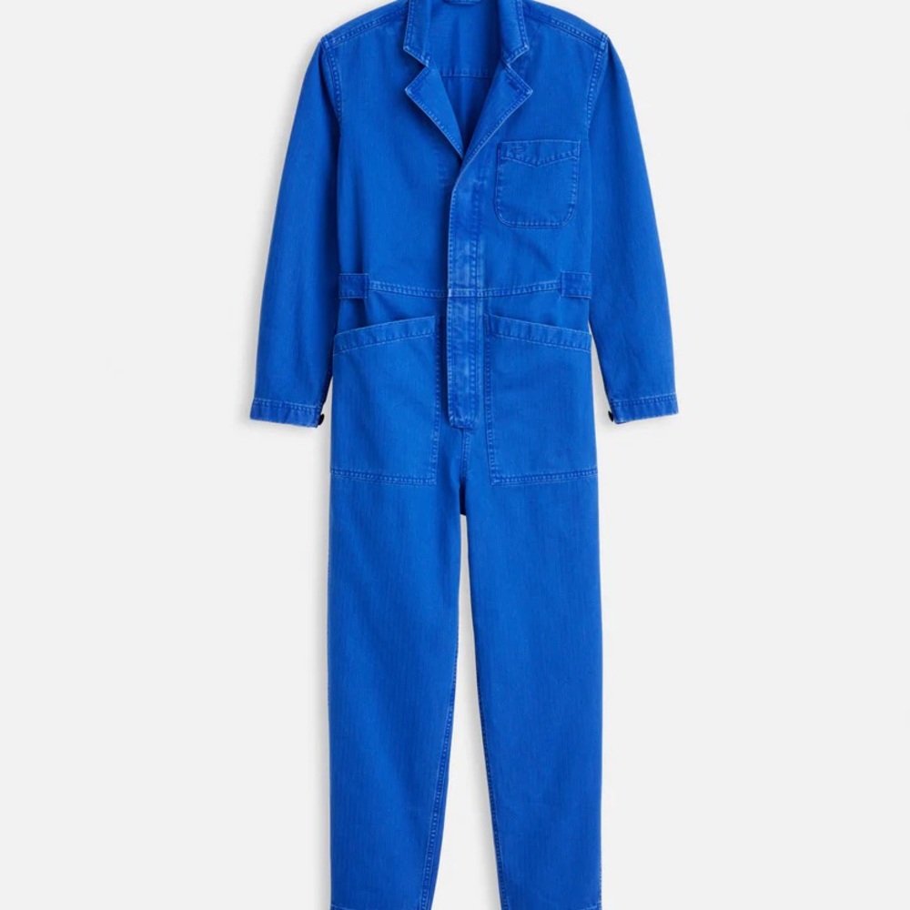 Alex Mill Standard Zip Jumpsuit in Herringbone Nautical Blue XS BNWT